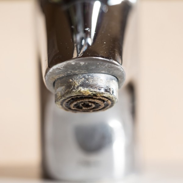 home faucet with buildup