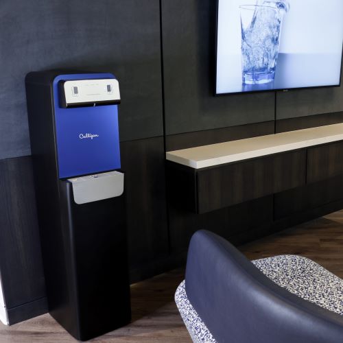 bottleless water cooler dispenser in office waiting area