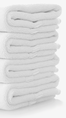 Stack of white towels cleaned with soft water