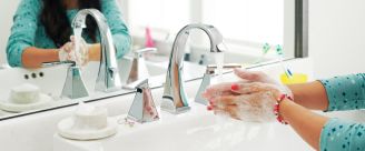 washing hands with soft filtered water